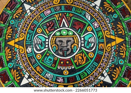 Mayan calendar colorful background, Mexico