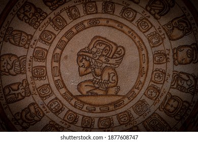 mayan calendar in a leather surface texture