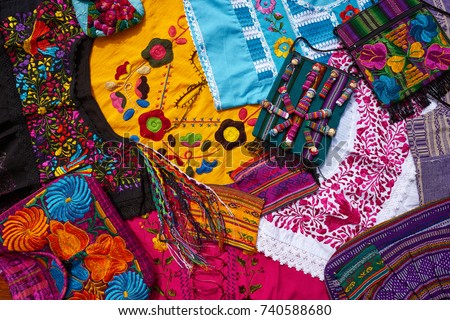 Mayan mexican handcrafts embroidery souvenirs mix