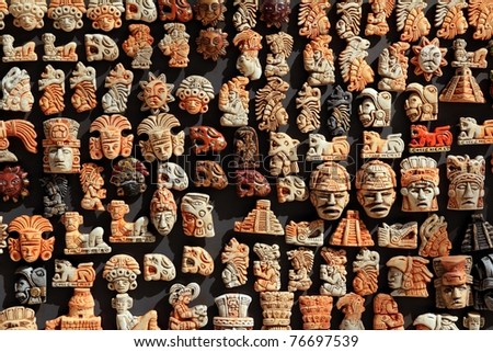 Mayan Mexico wood handcrafts in jungle Yucatan