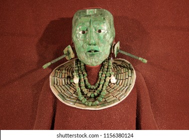 Mayan Royal Death Mask, Made Of Jade.