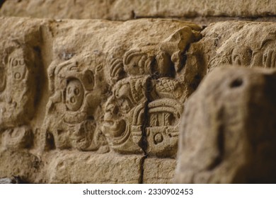 Mayan Symbol on pyramid in Copan Ruinas, Honduras