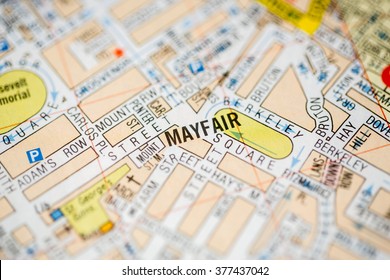 Mayfair. London, UK map.