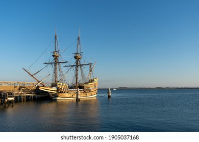 Mayflower Ship At Plymouth Harbor