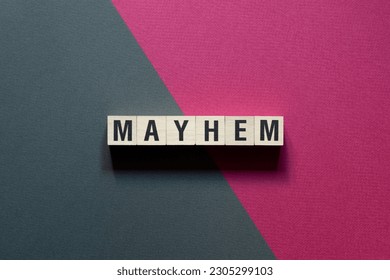 Mayhem - word concept on cubes