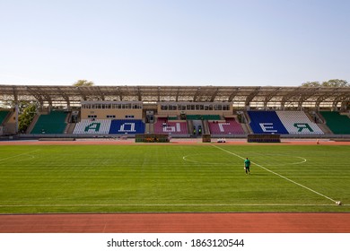 Maykop, Republic Of Adygea, Russia - October 5 2019: Adyghe Republican Stadium 