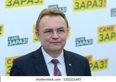 Mayor Of Lviv Andriy Sadovyi Keeping Speech During Press-conference. March 7, 2019. Kiev, Ukraine