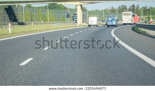 Mazowieckie, Poland - June 3, 2022: Expressway.\
Cars on the road. Highways in\
Poland.