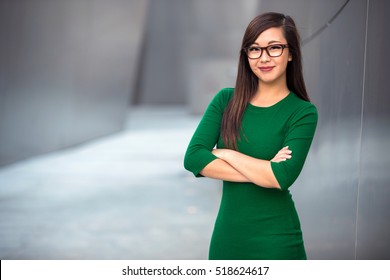 Mba Business Female Grad Student Portrait, At Corporate Executive Occupation Looking Confident 