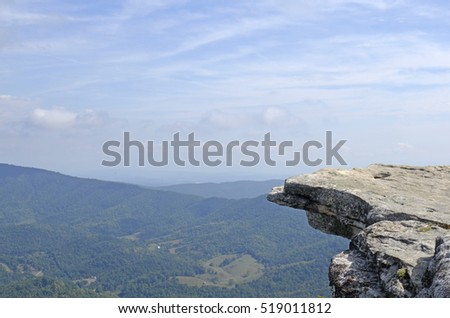 Mcafee Knob rock ledge landmark in the Appalachian trail near Virginia Tech, USA