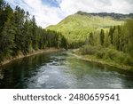 McDonald Creek from the Lake McDonald at the West side of the Glacier national park, Montana, USA