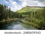 McDonald Creek from the Lake McDonald at the West side of the Glacier national park, Montana, USA