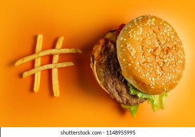 McDonald's Big Mac Hamburger. Burger  And French Fries