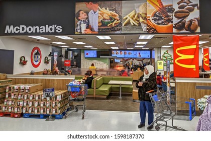 McDonald's Fast Food Restaurant Inside Walmart Retail Store, Lynn Massachusetts USA, December 20, 2019