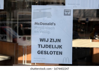 McDonalds Restaurant Closed Due To The Coronavirus Out Break At Amsterdam The Netherlands 2020