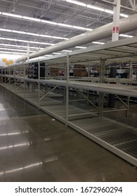 McDonough, GA / USA - March 14, 2020: Walmart Paper Products Aisle Sold Out During Coronavirus Crisis