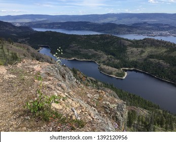 McDougall Rim Hiking Trail Overlooking Rose Valley Lake And Okanagan Lake, British Columbia, Canada