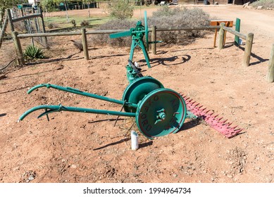 MCGREGOR, SOUTH AFRICA - APRIL 8, 2021: A historic hay cutter from around 1940 near McGregor in the Western Cape Province