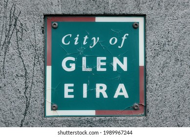 McKinnon, Victoria, Australia - June 13 2021: A Weatherworn City Of Glen Eira Sign, Commonly Found In The Glen Eira Local Government Area