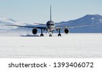 Mcmurdo Station, Antarctica- Febuary 22 2018: A Royal New Zealand Air Force Boeing 757 lands at Phoenix Airfield to support the U.S and New Zealand Antarctic Programs.