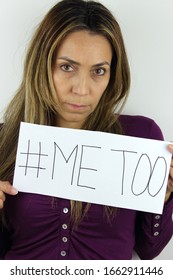 Me Too Social Movement A Latin American Woman Holding A Me Too Sign