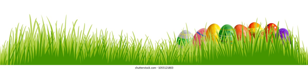 meadow with Easter eggs