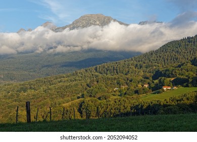 Meadows And Moutain Landscape In Belledonner Mountain Range Just Before Sunset