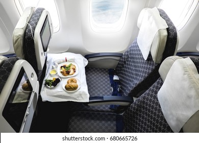 Meal in airplane served during flight - Powered by Shutterstock