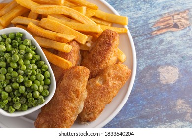 Meal Of Beer Battered Fish Chips And Peas