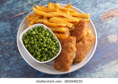 Meal Of Beer Battered Fish Chips And Peas