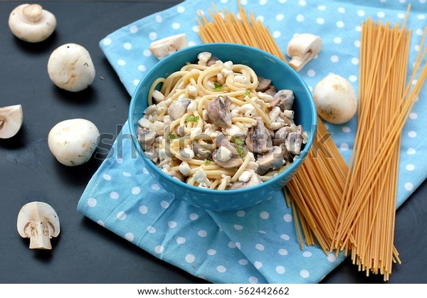 Meal Pasta Spaghetti Mushroom Cottage Cheese Stock Photo Edit Now