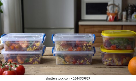 Meal Prep Food Storage Containers. Lunch Boxes With Homemade Food. Planning And Preparing Healthy Meals. Advance Meal Preparation