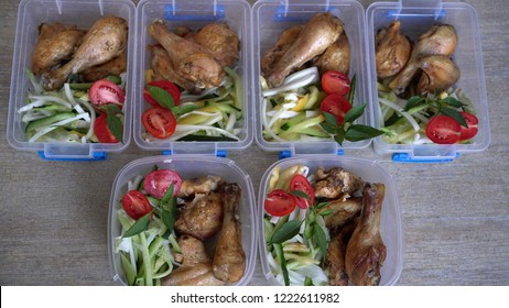 Meal In Take Away Containers. Healthy Family Meal Prep For The Week