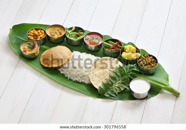 Meals Served On Banana Leaf Traditional Stock Photo (Edit Now) 301796558