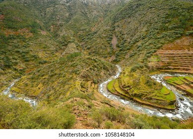 Meander Of The Malvellido River In The Town Of El Gasco, In The District Of Las Hurdes, Which Became Famous Thanks To The Film By Luis Buñuel. Extremadura, Spain