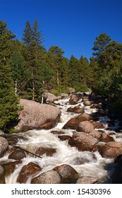 Meandering Spring Stream In An Alpine Meadow In Rocky Mountain National Park In Estes Park Colorado USA