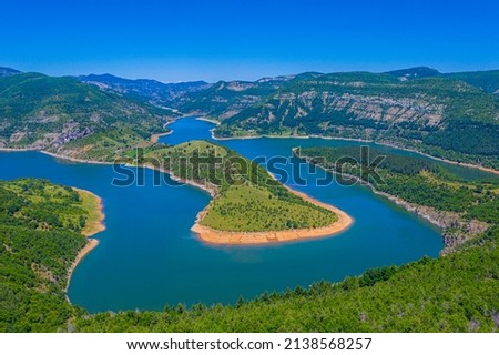 The meanders of Arda river near Ribartsi village in Bulgaria