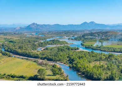 Meanders Of Drin River In Albania