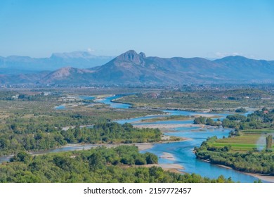 Meanders Of Drin River In Albania