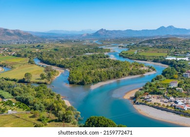 Meanders Of Drin River In Albania