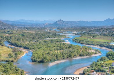 Meanders Of Drin River In Albania