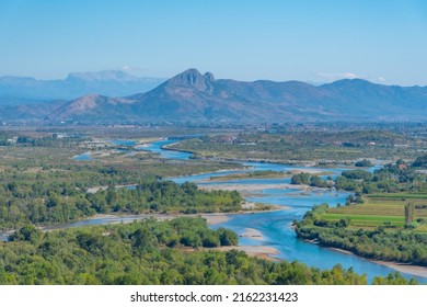 Meanders Of Drin River In Albania