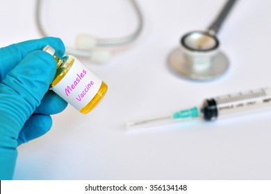 Measles vaccine with syringe
