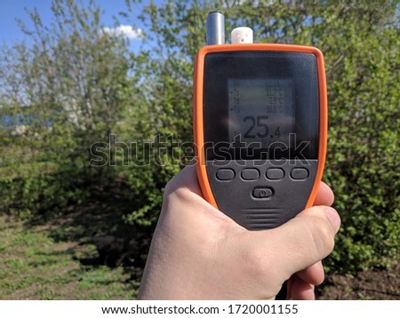 Measurement of air parameters using a hygrometer.
