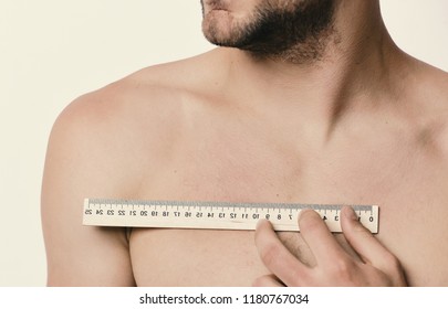 Measurement Size Concept Athlete Naked Body Stock Photo 1180767034