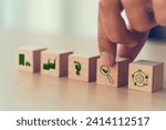 Measuring, assessing and valuing environmental impacts and sustainability concept. LCA, Life cycle assessment. Carbon footprint calculation and reporting, business value chain and sustainability. 