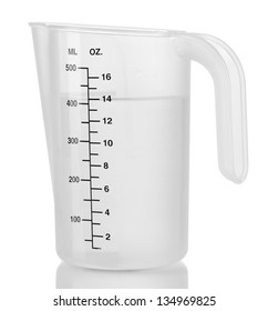 Measuring Cup With Water Isolated On White