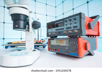 Measuring Instruments In A Modern Physics Research Laboratory. High Quality Photo