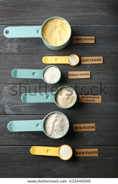 Measuring Scoops Different Types Flour 