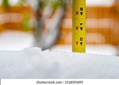 Measuring The Snow Depth With Ruler 40 Feet